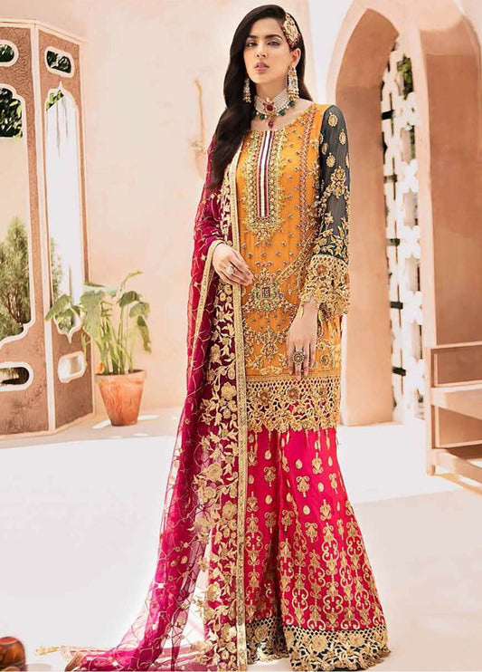 Embroidered Chiffon 3 Piece Unstitched Suit D1340-D-304-Formal Wear