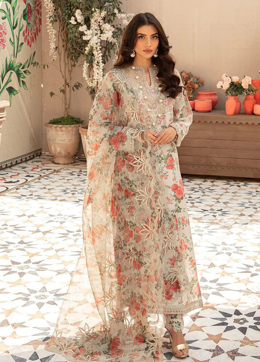 Embroidered Lawn 3 Piece Unstitched Suit D1485 VL-D06 - Summer Collection